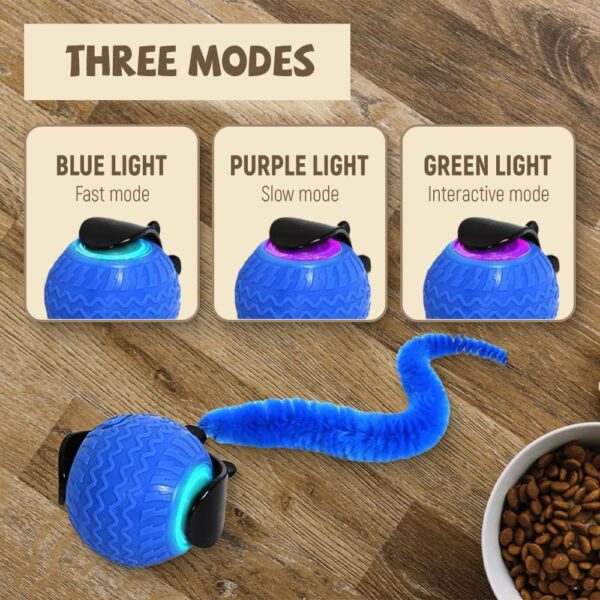 Interactive Cat Ball Toy, 2025 New Cat Ball Toys With Cord  Mouse, Smart Self Rolling Cat Toys For Bored Indoor Cats, Automatic Moving Peppy Pet Ball - Image 6