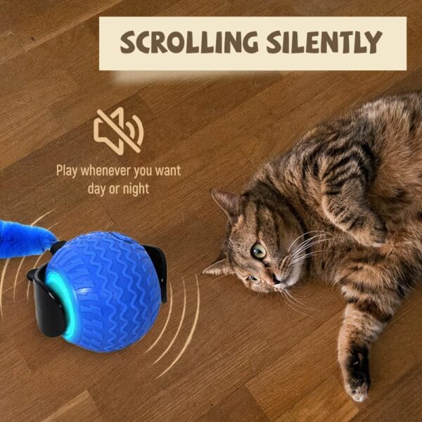 Interactive Cat Ball Toy, 2025 New Cat Ball Toys With Cord  Mouse, Smart Self Rolling Cat Toys For Bored Indoor Cats, Automatic Moving Peppy Pet Ball - Image 5